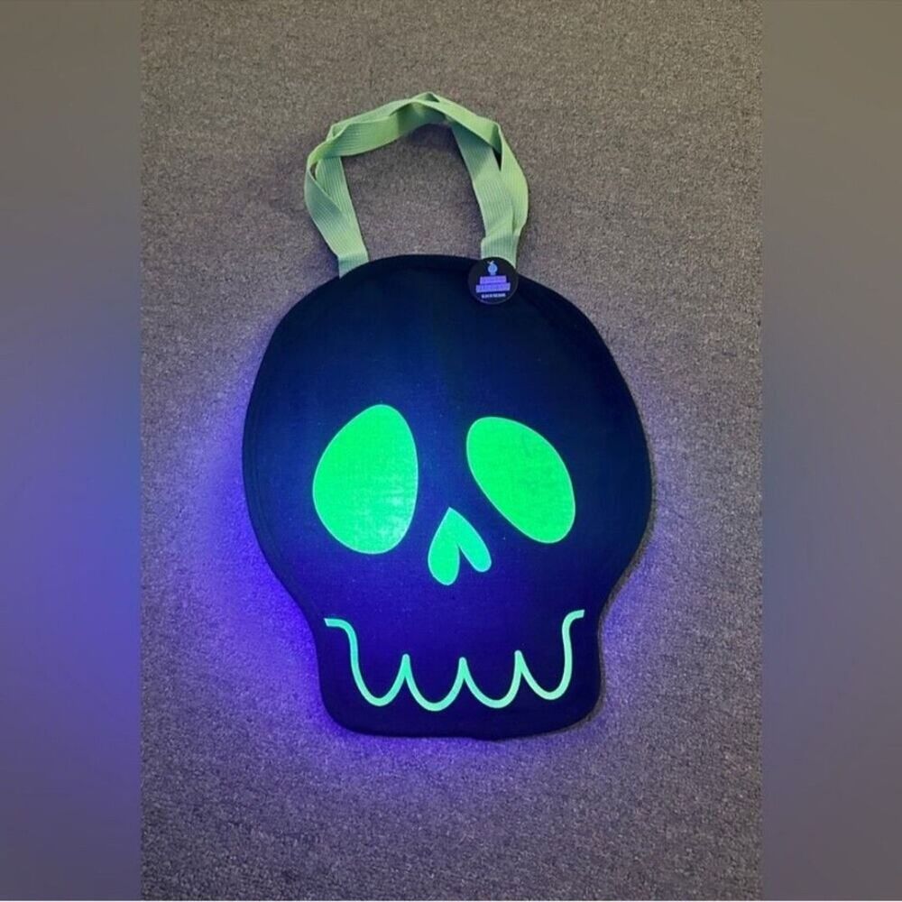 Target Halloween 2024 Skull Head Glow In The Dark Fabric Tote Bag